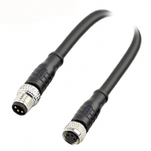 Cable Assembly, A Code - M8 3pins A code male to female straight molded cable, unshielded, PVC, -40°C~+105°C, 24AWG 0.25mm²